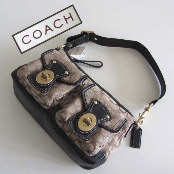 NWT Rare COACH Legacy Sig. F12869 canvas/leather shoulder bag - Picture 1 of 11